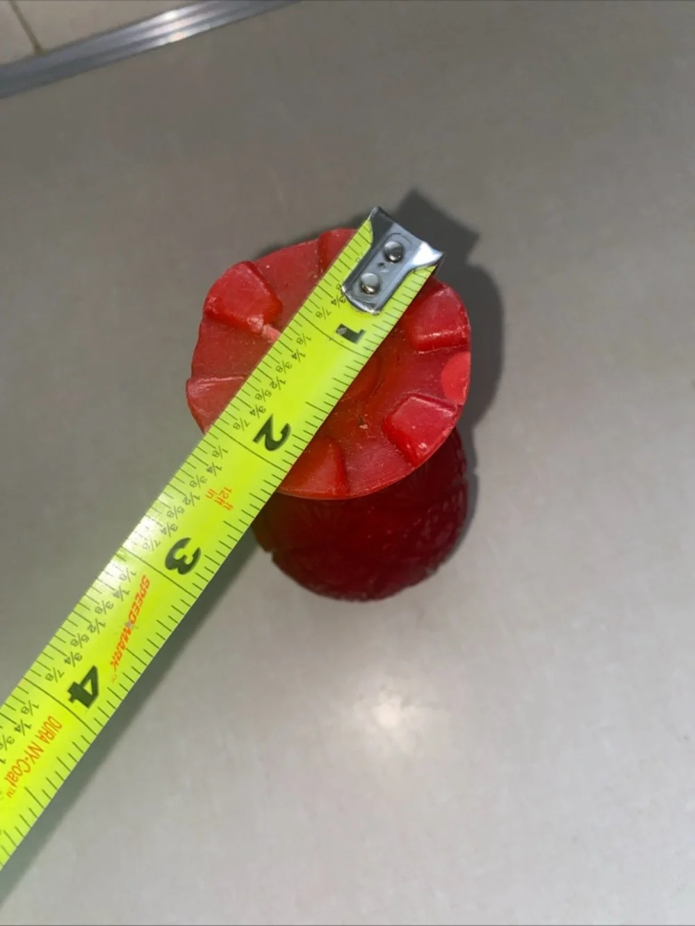 Vintage UNLIT Wax Candle Vase Shaped Red‎ Textured Patterned